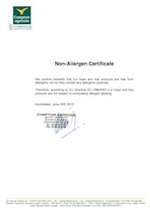 Non-allergen Certificate
